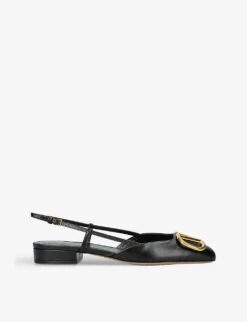 Valentino Garavani VLOGO 20 Pointed-toe Leather Slingback Courts