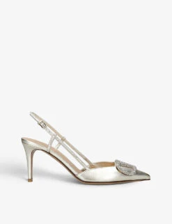 Valentino Garavani VLOGO Pointed-toe Leather Heeled Courts