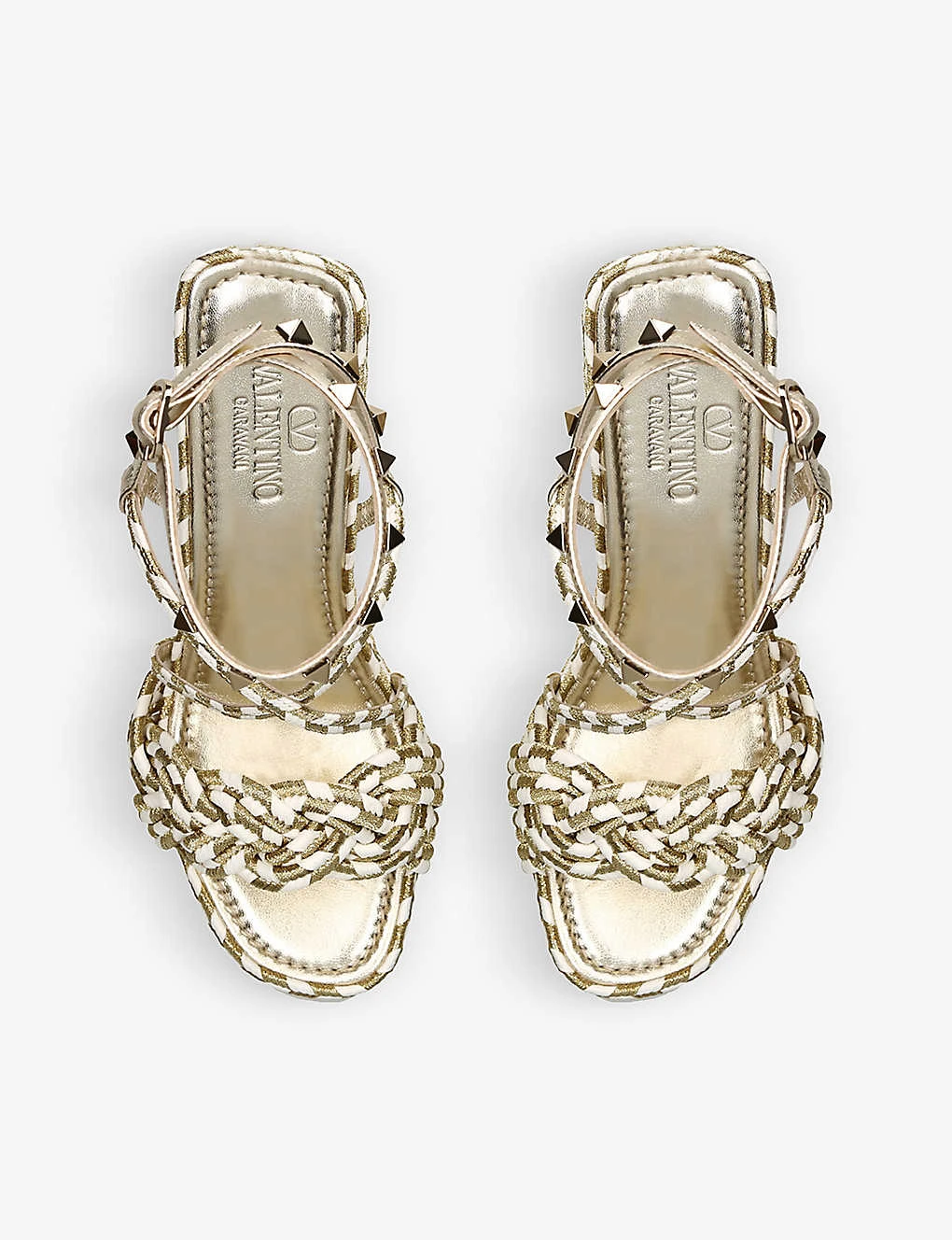 Valentino Garavani Rockstud Torchon Stud-embellished Woven Wedge Sandals 2 Valentino Garavani Rockstud Torchon Stud-embellished Woven Wedge Sandals - Image 2