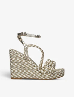Valentino Garavani Rockstud Torchon Stud-embellished Woven Wedge Sandals