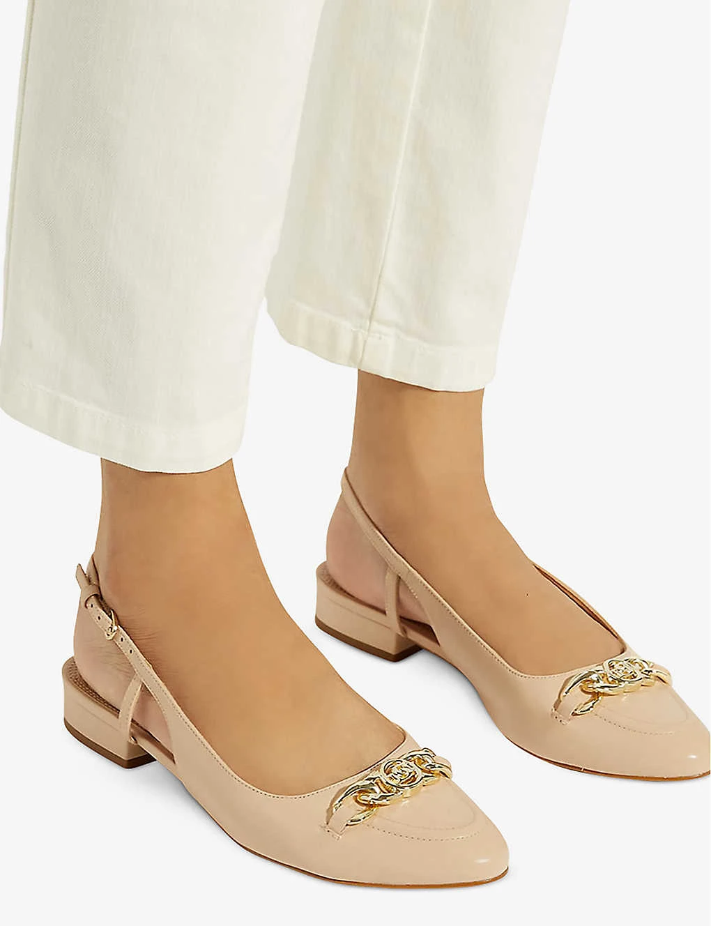 Dune Hippity Chain-trim Flat-slingback Leather Pumps 5 Dune Hippity Chain-trim Flat-slingback Leather Pumps - Image 5