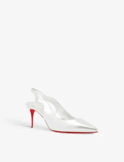Christian Louboutin Hot Chick 70 Metallic-leather Slingback Sandals -Manolo Blahnik Store R04163482 SILVER ALT02