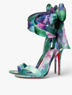 Christian Louboutin Sandale Du Desert Silk-crepe Heeled Sandals 6 Christian Louboutin Sandale Du Desert Silk-crepe Heeled Sandals -Manolo Blahnik Store R04163485 MELANCHOLIA ALT02