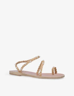 Ancient Greek Sandals Eleftheria Braided-strap Leather Sandals -Manolo Blahnik Store R04165048 TAN ALT02