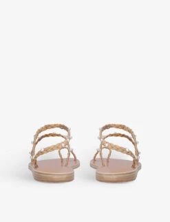 Ancient Greek Sandals Eleftheria Braided-strap Leather Sandals -Manolo Blahnik Store R04165048 TAN ALT03