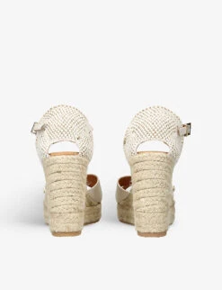 Sun Ray Logo-embellished Leather Wedge Espadrilles 7 Sun Ray Logo-embellished Leather Wedge Espadrilles -Manolo Blahnik Store R04167397 BONE ALT03