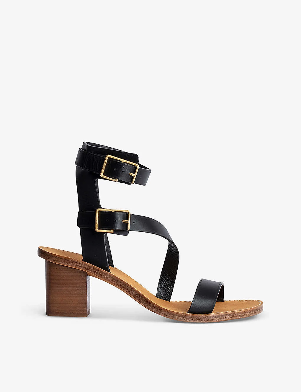 Zadig & Voltaire Cecilia Caprese Buckle-embellished Leather Heeled Sandals 1 Zadig & Voltaire Cecilia Caprese Buckle-embellished Leather Heeled Sandals