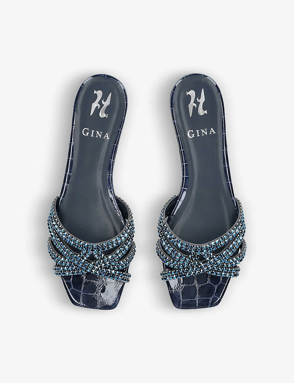 Portland Crystal-embellished Croc-embossed Leather Sandals 2 Portland Crystal-embellished Croc-embossed Leather Sandals - Image 2