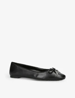 MICHAEL Michael Kors Nori Beaded Bow-embellished Leather Ballet Flats -Manolo Blahnik Store R04172037 BLACK ALT02