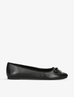 MICHAEL Michael Kors Nori Beaded Bow-embellished Leather Ballet Flats