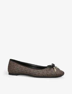 MICHAEL Michael Kors Nori Monogram-print Faux-leather Ballet Flats -Manolo Blahnik Store R04172038 BROWN ALT02