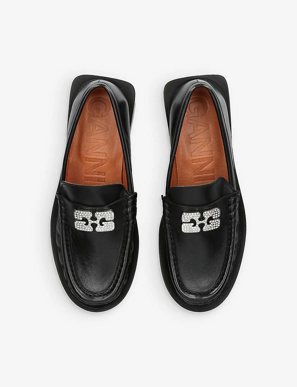Ganni Rhinestone-embellished Block-heel Leather Loafers 2 Ganni Rhinestone-embellished Block-heel Leather Loafers - Image 2
