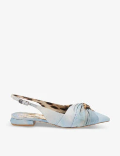 Roberto Cavalli Ballerina Graphic-print Leather Slingback Pumps