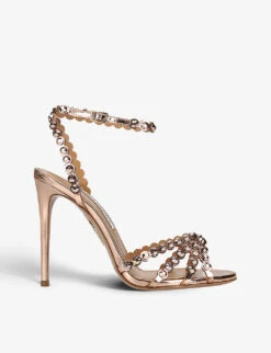 Aquazzura Tequila 105 Crystal-embellished Leather Heeled Sandals