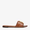 Tory Burch Eleanor Logo-plaque Leather Slides