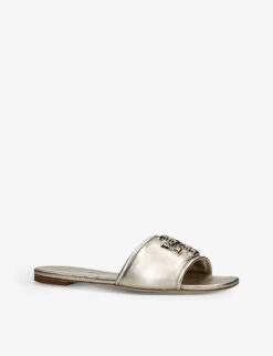 Tory Burch Eleanor Logo-plaque Metallic Leather Slides 6 Tory Burch Eleanor Logo-plaque Metallic Leather Slides -Manolo Blahnik Store R04181166 GOLD ALT02