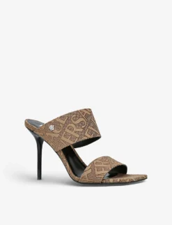 Versace Medusa Logo-print Canvas Heeled Sandals -Manolo Blahnik Store R04181598 MIDBROWN ALT02