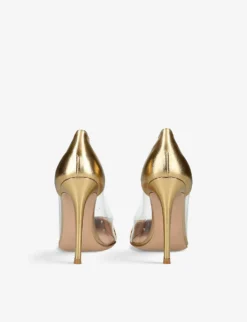 Plexi Transparent-trim Leather Heeled Courts -Manolo Blahnik Store R04183081 GOLD ALT03