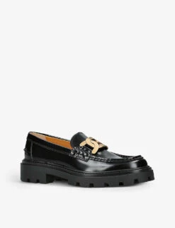 Gomma Pesante Chain-embellished Leather Loafers -Manolo Blahnik Store R04183592 BLACK ALT02