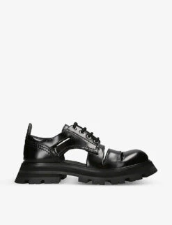 Alexander McQueen Cut-out Chunky-sole Leather Derby Shoes