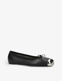 Alexander McQueen Metal-toecap Leather Ballet Flats -Manolo Blahnik Store R04184426 BLACKCOMB ALT02