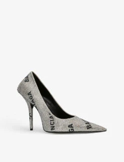 Balenciaga Square Knife 110 Pointed-toe Leather Courts -Manolo Blahnik Store R04185385 SILVER ALT02