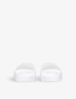 Balenciaga Logo Rubber Pool Sliders -Manolo Blahnik Store R04185406 WHITEBLK ALT03