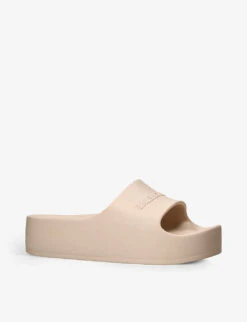 Balenciaga Mono Platform Rubber Pool Slides -Manolo Blahnik Store R04185410 BEIGE ALT02