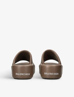 Balenciaga Rise Brand-embossed Leather Sliders -Manolo Blahnik Store R04185415 GREYOTHER ALT03