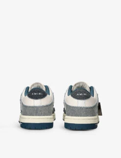 Amiri Skel Panelled Leather And Denim Low-top Trainers -Manolo Blahnik Store R04186296 BLUE ALT03