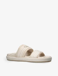 Chloé Rori Double-strap Cotton Sliders -Manolo Blahnik Store R04187551 WINTERWHT ALT02