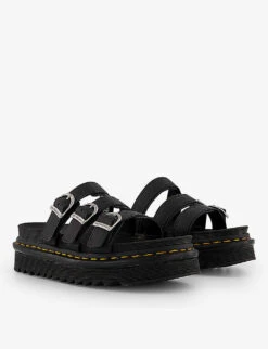 Dr. Martens Blaire Slide-on Leather Platform Sandals -Manolo Blahnik Store R04188887 BLACKHYDRO ALT02