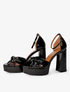 Maje Fraknot Platform Patent Leather Sandals -Manolo Blahnik Store R04189997 NOIRGRIS ALT02