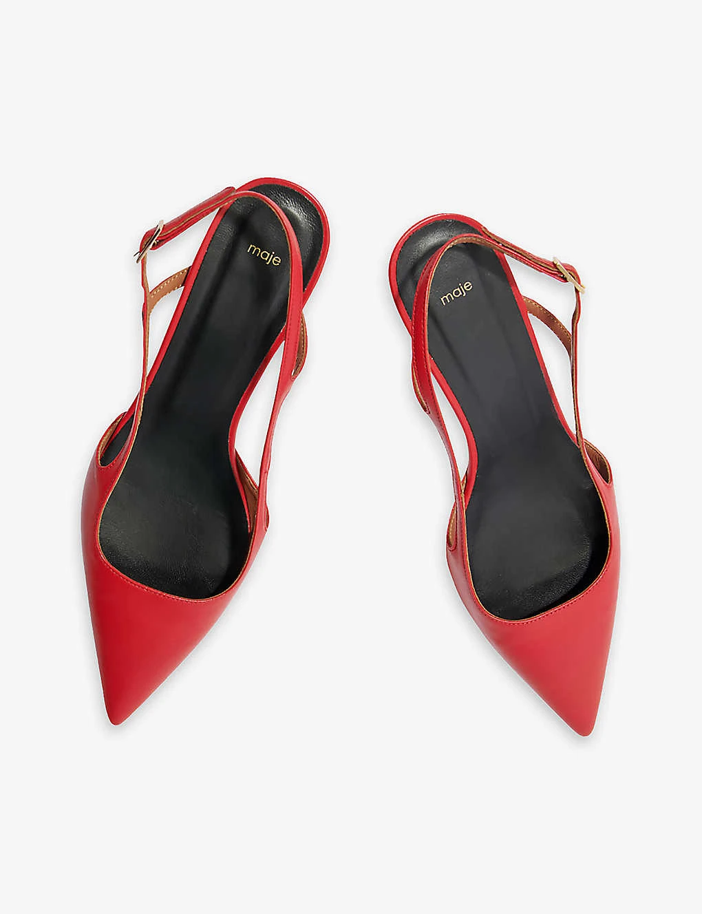 Maje Faynarouge Logo-charm Leather Heeled Slingback Courts 2 Maje Faynarouge Logo-charm Leather Heeled Slingback Courts - Image 2