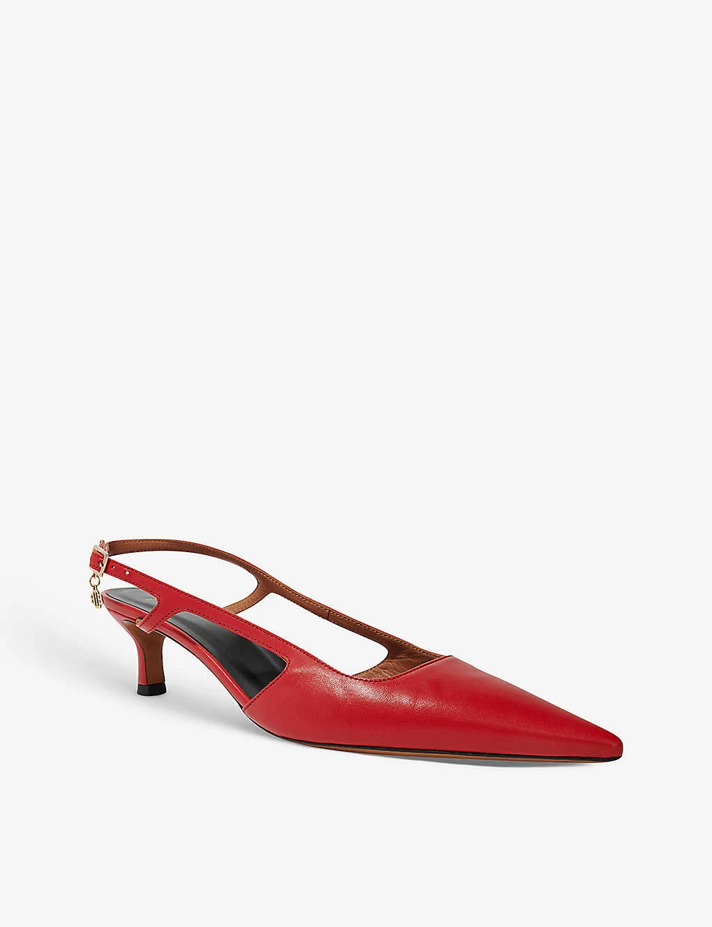 Maje Faynarouge Logo-charm Leather Heeled Slingback Courts 3 Maje Faynarouge Logo-charm Leather Heeled Slingback Courts - Image 3