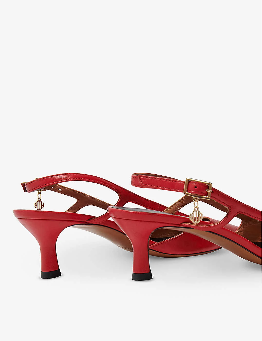 Maje Faynarouge Logo-charm Leather Heeled Slingback Courts 4 Maje Faynarouge Logo-charm Leather Heeled Slingback Courts - Image 4