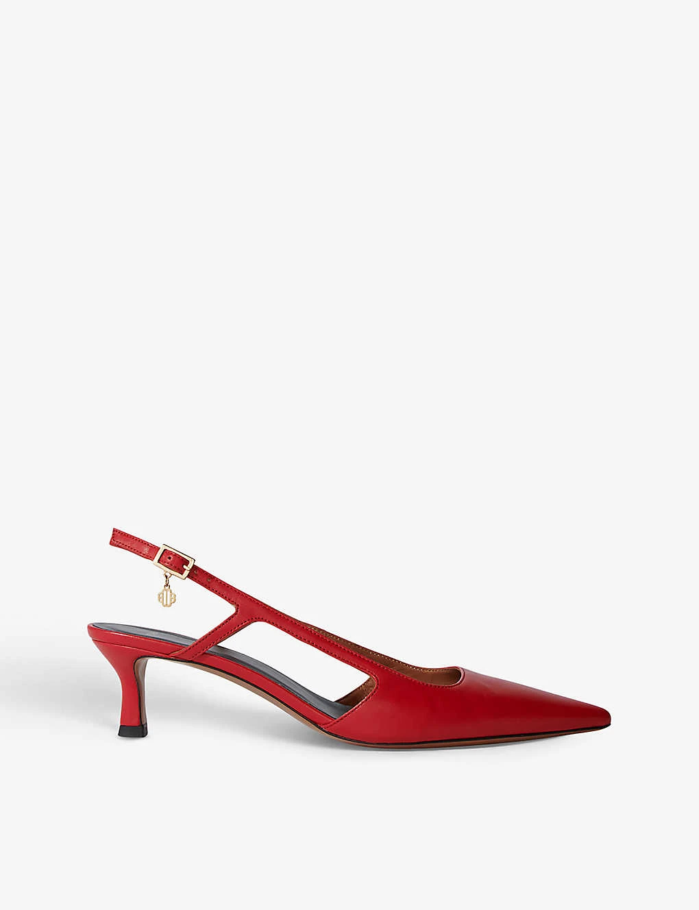 Maje Faynarouge Logo-charm Leather Heeled Slingback Courts 1 Maje Faynarouge Logo-charm Leather Heeled Slingback Courts