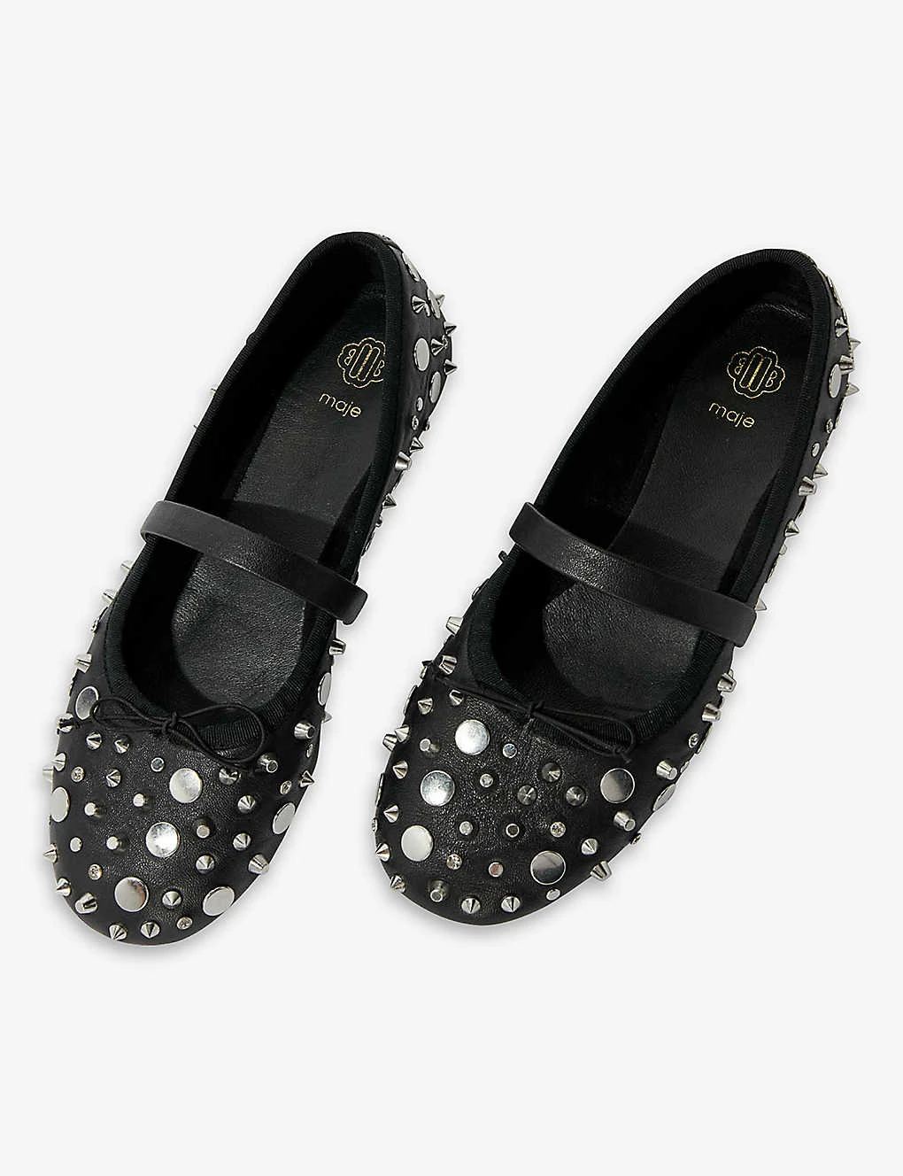 Maje Faby Stud-embellished Leather Ballet Courts 2 Maje Faby Stud-embellished Leather Ballet Courts - Image 2