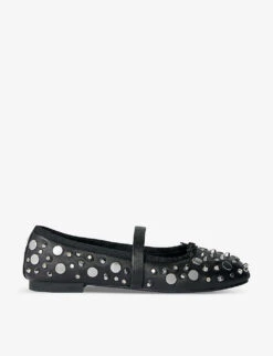 Maje Faby Stud-embellished Leather Ballet Courts