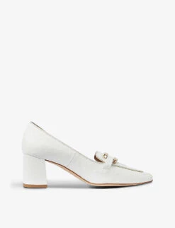 Susanna Buckle-embellished Leather Heeled Courts 6 Susanna Buckle-embellished Leather Heeled Courts -Manolo Blahnik Store R04192960 WHIOFFWHITE ALT02