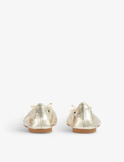 Trilly Metallic Leather Ballerina Flats 7 Trilly Metallic Leather Ballerina Flats -Manolo Blahnik Store R04195140 GOLCHAMPAGNE ALT03