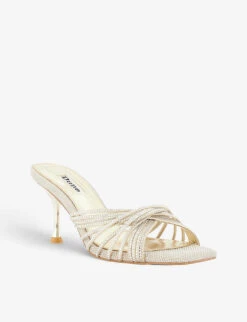 Dune Marquee Diamante-embellished Cross-strap Woven Heeled Sandals -Manolo Blahnik Store R04195304 GOLDSYNTHETIC ALT02
