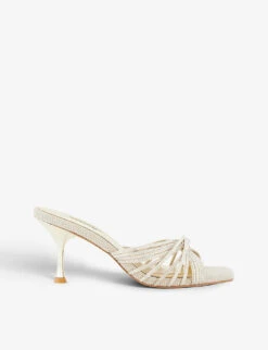 Dune Marquee Diamante-embellished Cross-strap Woven Heeled Sandals