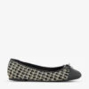 Dune Hallo Check-textured Woven Ballet Pumps